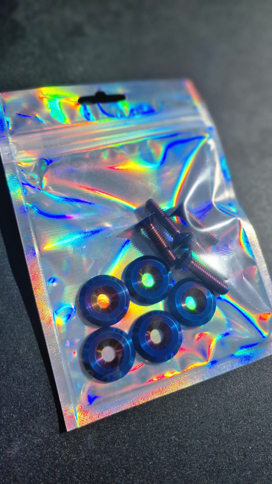 Grade 5 Titanium M6 Countersunk Washer & Bolt - Burnt Blue / Purple