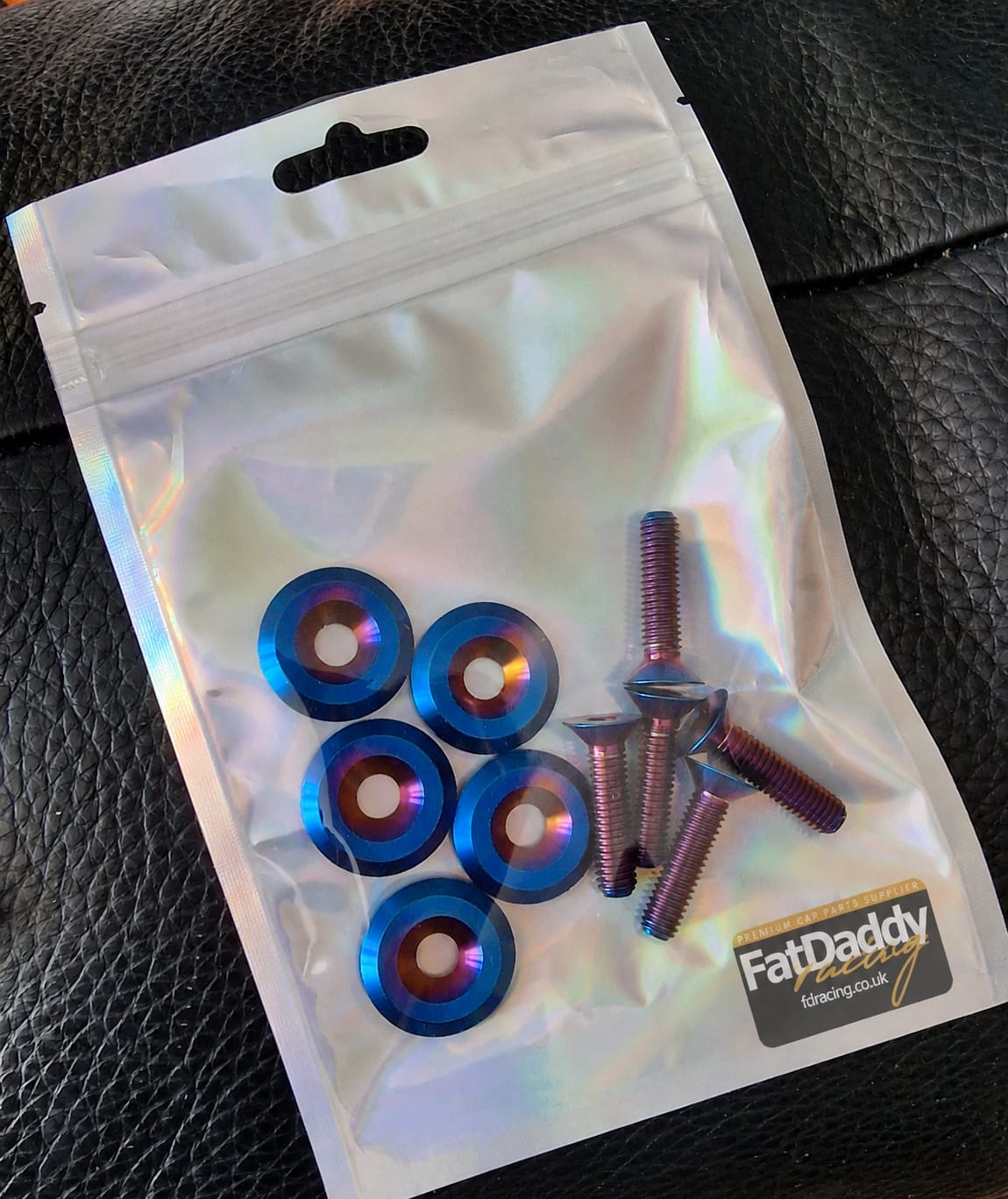 Grade 5 Titanium M6 Countersunk Washer & Bolt - Burnt Blue / Purple