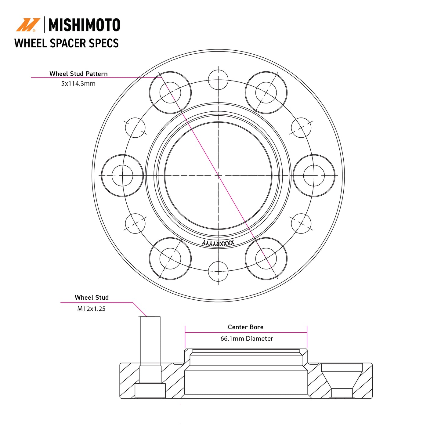 Mishimoto Wheel Spacers 5x114.3 30mm 66.1 CB M12