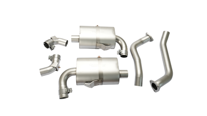 RACING cat-back-system L/R for Porsche Boxster S/987 & Cayman 987 2x 98mm Street Race Black Chrome Tips