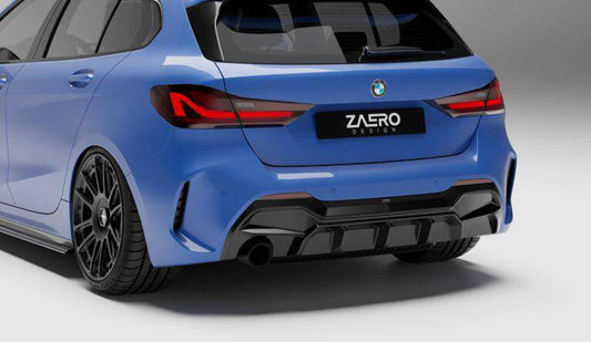 ZAERO EVO-1 Gloss Black Rear Diffuser for BMW 1 Series F40 M Sport