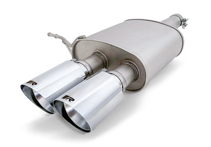 Axle-Back Exhaust System for Cooper S F56/F57 Facelift & John Cooper Works F56/F57 Facelift Racing Sport Silencer + Connection Tube | 2x 102mm Chrome Rolled Edge Tips