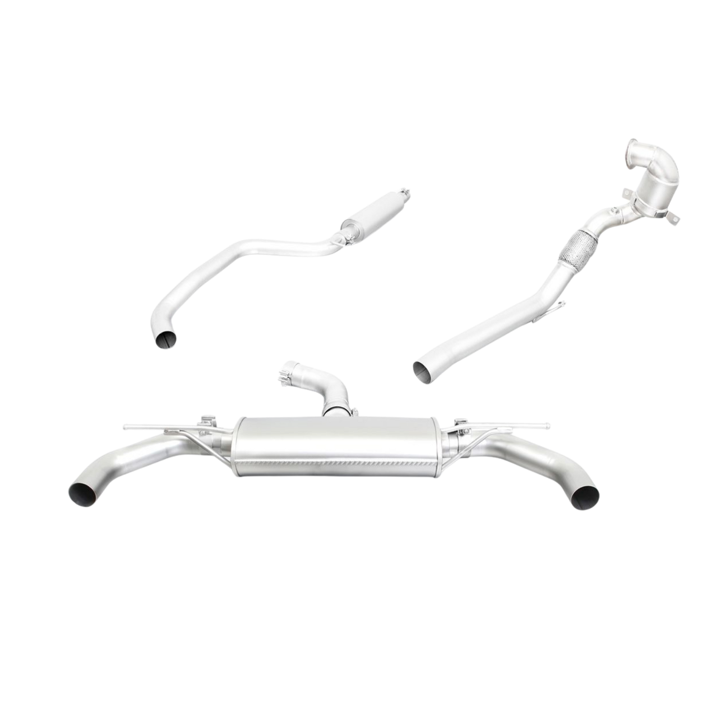 Sport Exhaust for Golf 7 AU Facelift Sport Silencer + Resonated | 2x GT Black Tips