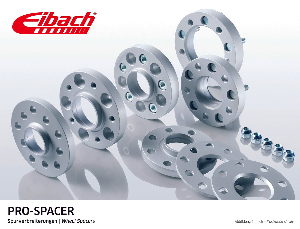 Eibach 10mm Wheel Spacer in black, featuring 67mm center bore and 5x114.3 bolt pattern, made from high-tensile aluminum alloy.