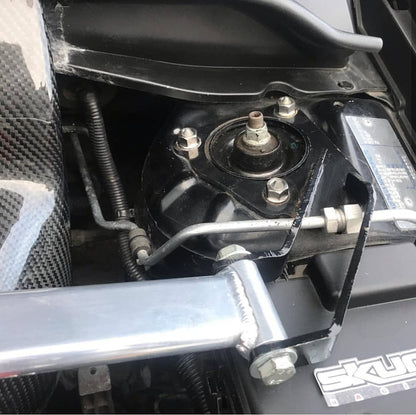 Exoracing titanium strut top nut fitted to Honda suspension tower
