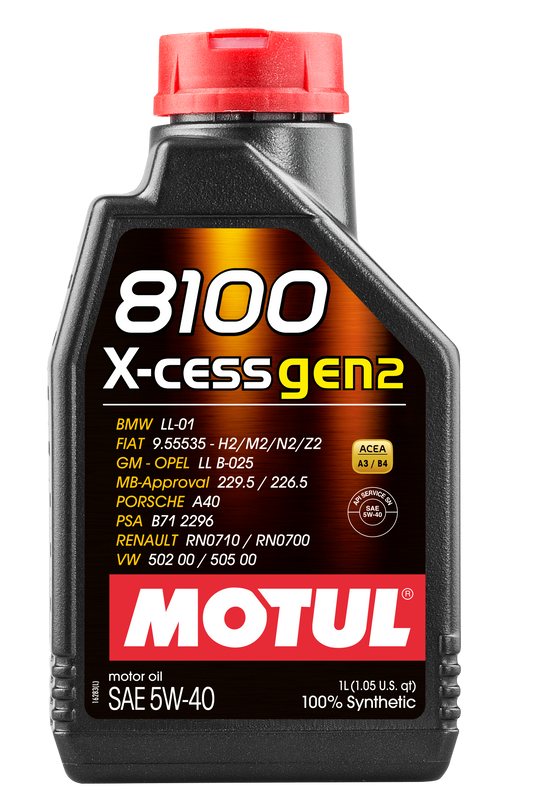 Motul 8100 X-CESS GEN2 5W-40 Engine Oil 1L