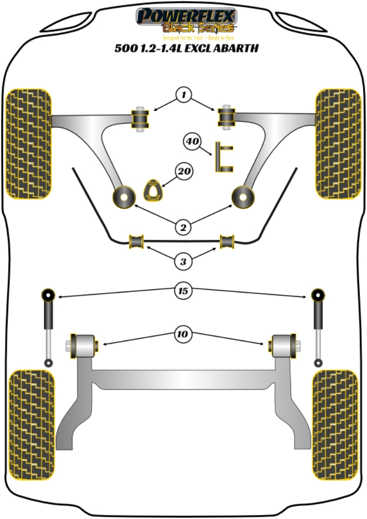 Powerflex diagram for the 500 1.2-1.4L excl Abarth: this part is position 1