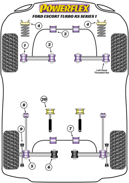 Powerflex diagram for the Escort RS Turbo Series 1: this part is position 1