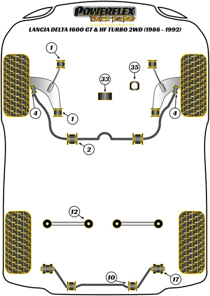 Powerflex diagram for the Delta 1600 GT & HF Turbo 2WD: this part is position 35