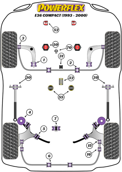 Powerflex diagram for the 3 Series E36 Compact: this part is position 2