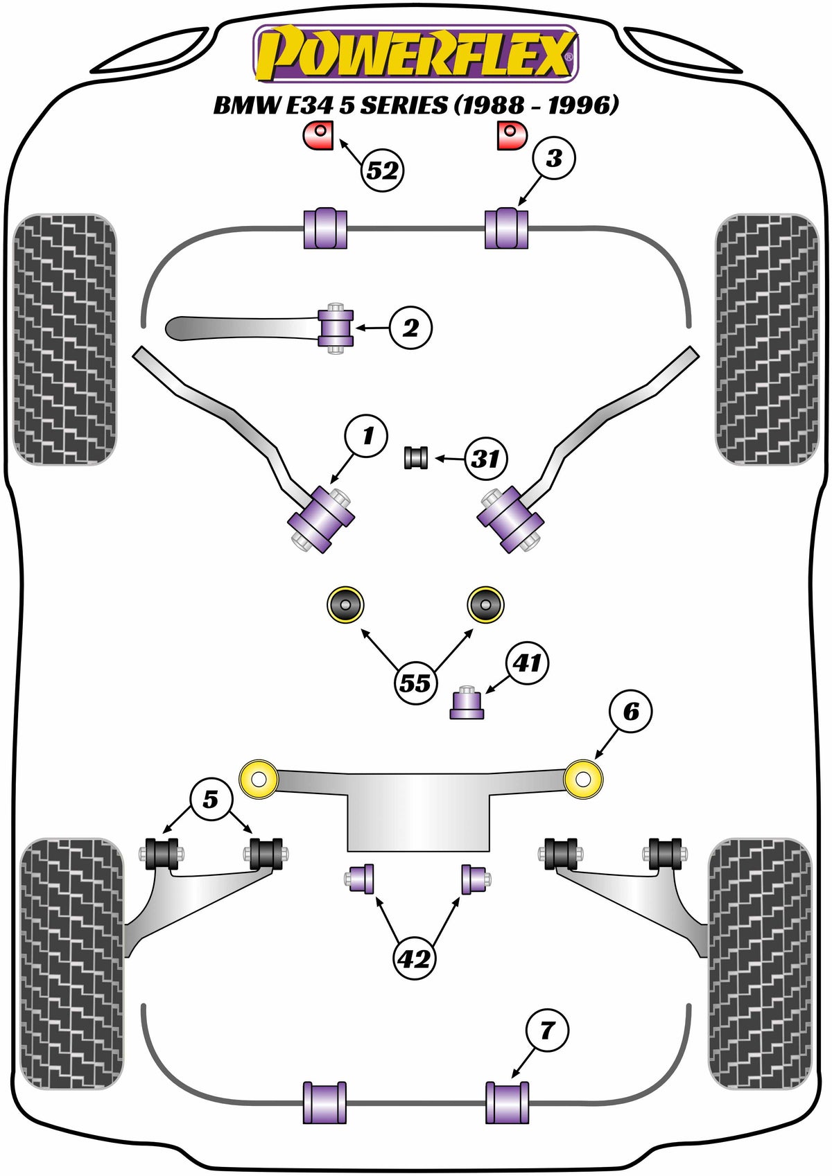 Powerflex diagram for the 5 Series E34: this part is position 3