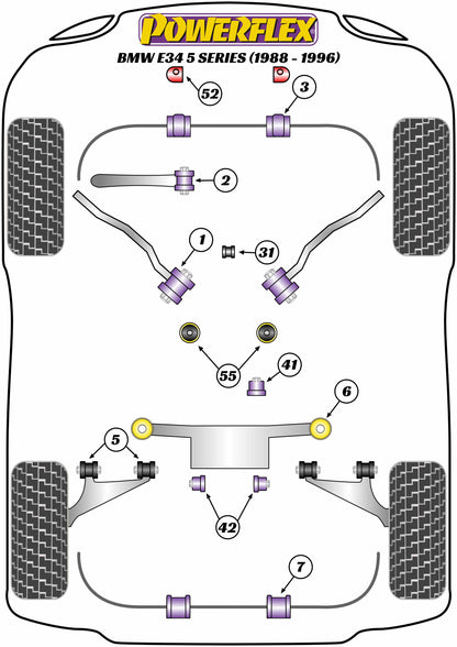 Powerflex diagram for the 5 Series E34: this part is position 3