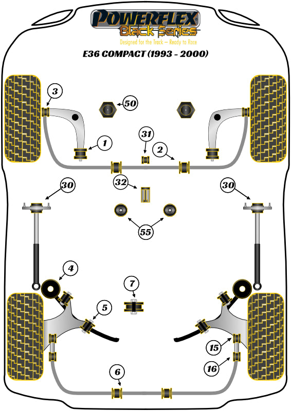 Powerflex diagram for the 3 Series E36 Compact: this part is position 1