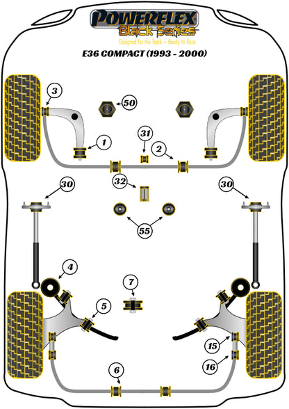 Powerflex diagram for the 3 Series E36 Compact: this part is position 1