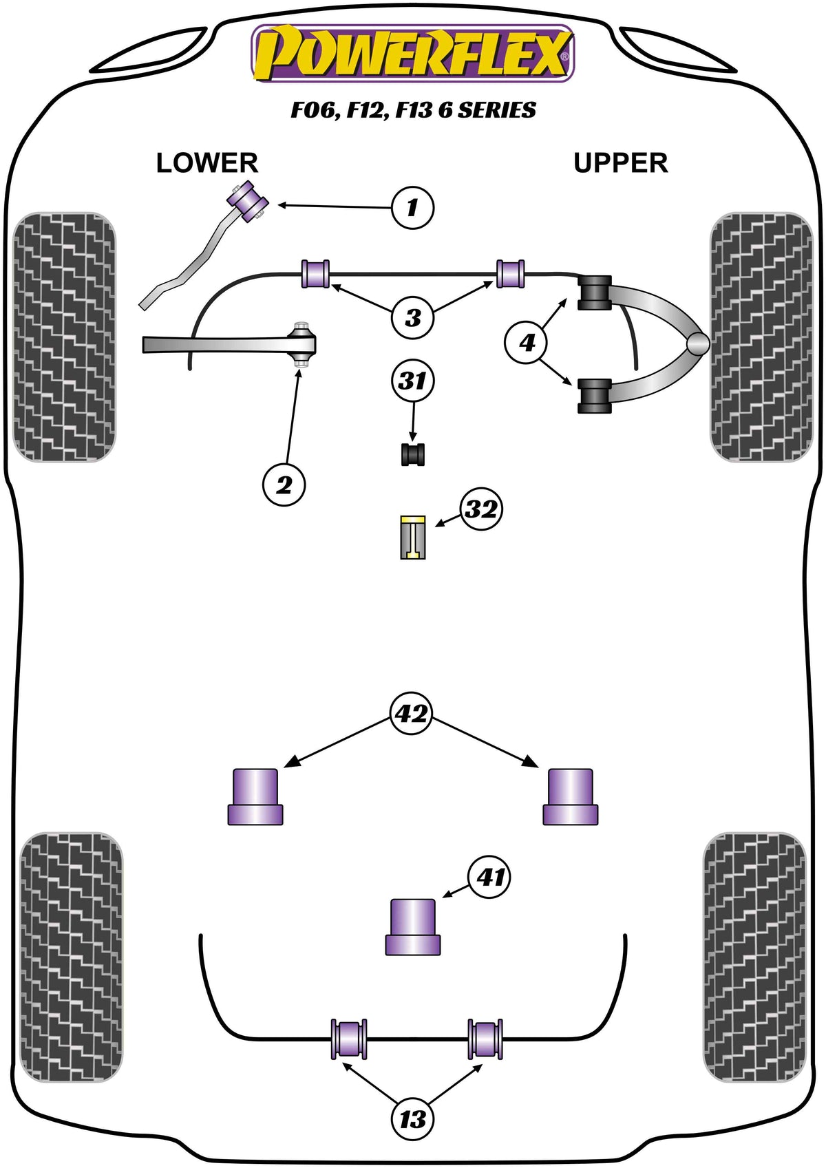 Powerflex diagram for the 6 Series F06 Sedan / F12 Convertible / F13 Coupe: this part is position 1