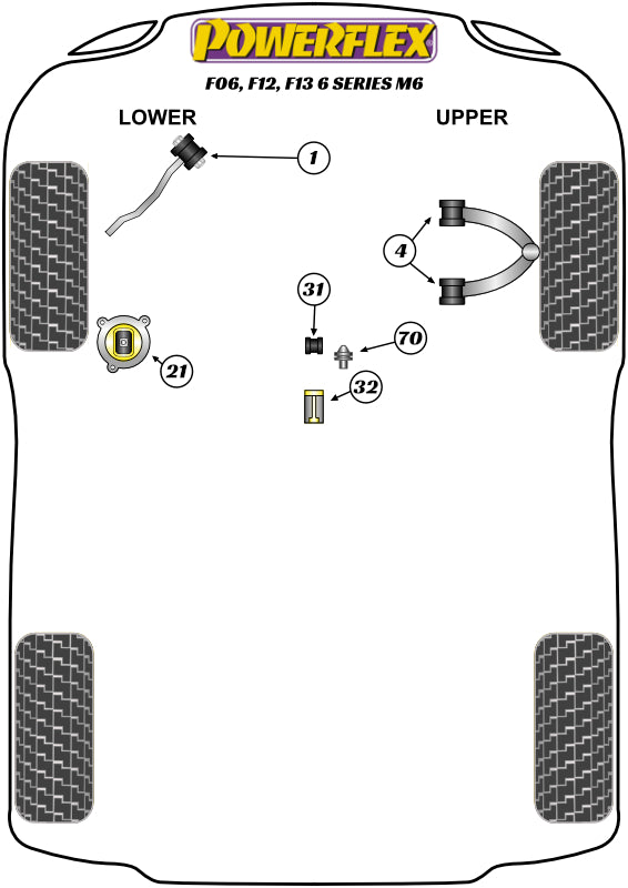 Powerflex diagram for the 6 Series F06 Sedan / F12 Convertible / F13 Coupe M6: this part is position 1