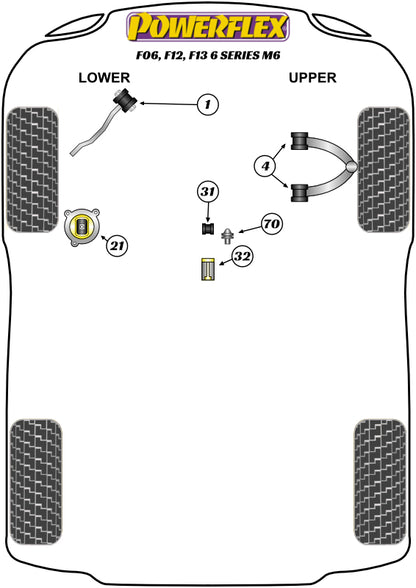 Powerflex diagram for the 6 Series F06 Sedan / F12 Convertible / F13 Coupe M6: this part is position 1