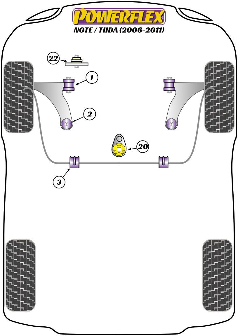Powerflex diagram for the Note / Tiida: this part is position 3