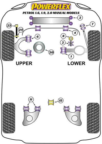 Powerflex diagram for the Transporter Models Petrol Models: this part is position 23