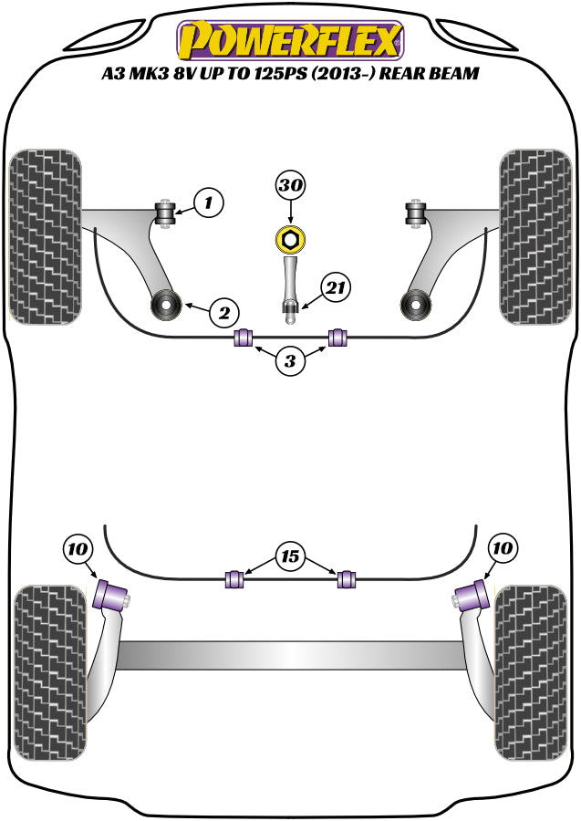 Powerflex diagram for the A3 MK3 8V up to 125PS Rear Beam: this part is position 30
