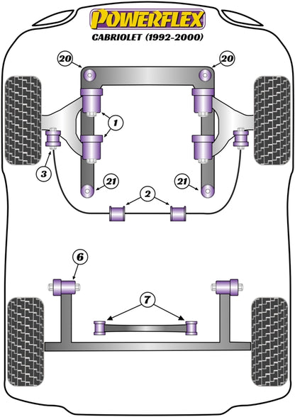Powerflex diagram for the 80 / 90 - inc S2/RS2 & Quattro Cabriolet: this part is position 6