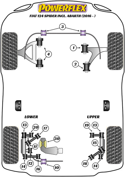 Powerflex diagram for the 124 Spider incl. Abarth: this part is position 15
