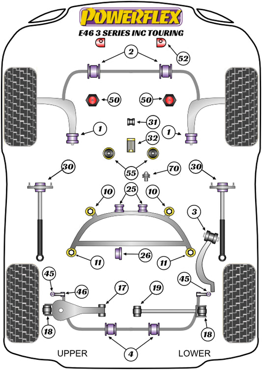 Powerflex diagram for the 3 Series E46 Coupe / Conv / Sedan / Touring: this part is position 4