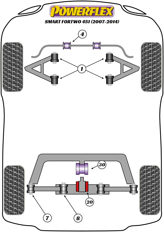 Powerflex diagram for the ForTwo 451: this part is position 30