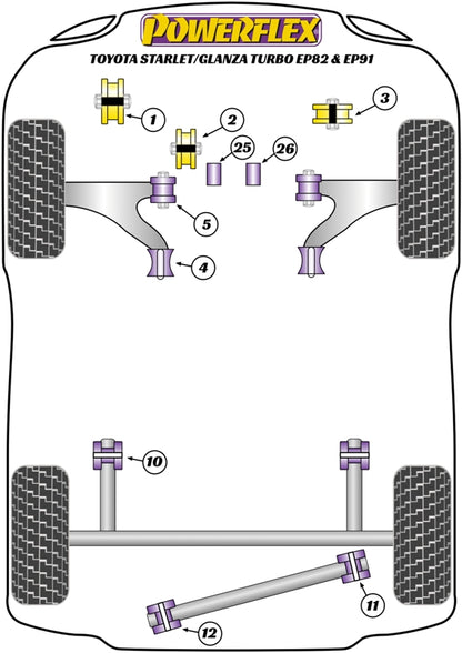 Powerflex diagram for the Starlet GT Turbo EP82/Glanza V EP91: this part is position 10