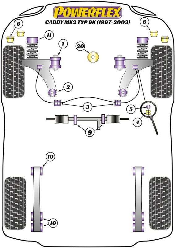 Powerflex diagram for the Caddy Mk2 Typ 9K: this part is position 10