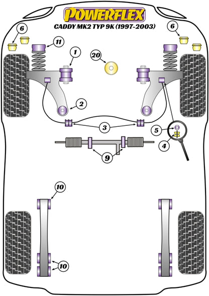 Powerflex diagram for the Caddy Mk2 Typ 9K: this part is position 10