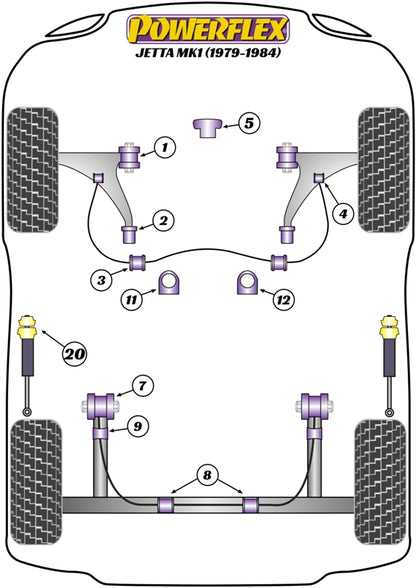 Powerflex diagram for the Jetta MK1 A1: this part is position 8