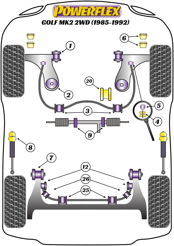Powerflex diagram for the Golf MK2 2WD: this part is position 26