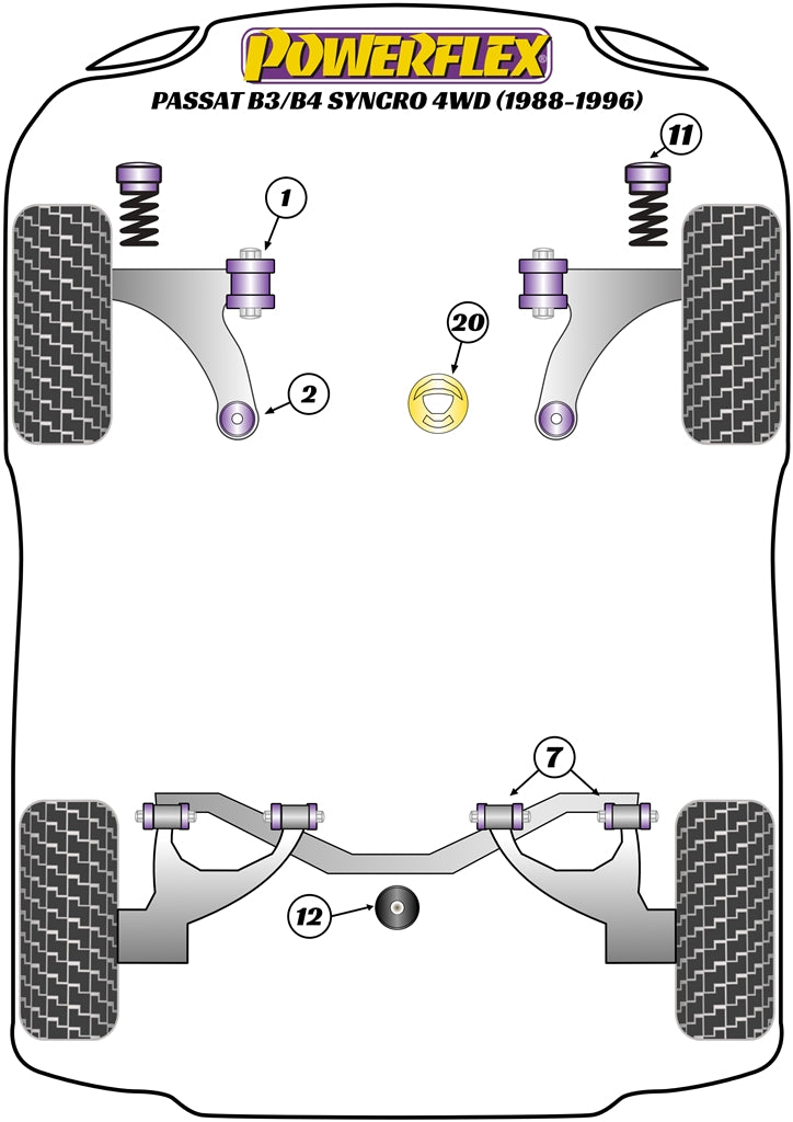 Powerflex diagram for the Passat B3/B4 Syncro 4WD: this part is position 7