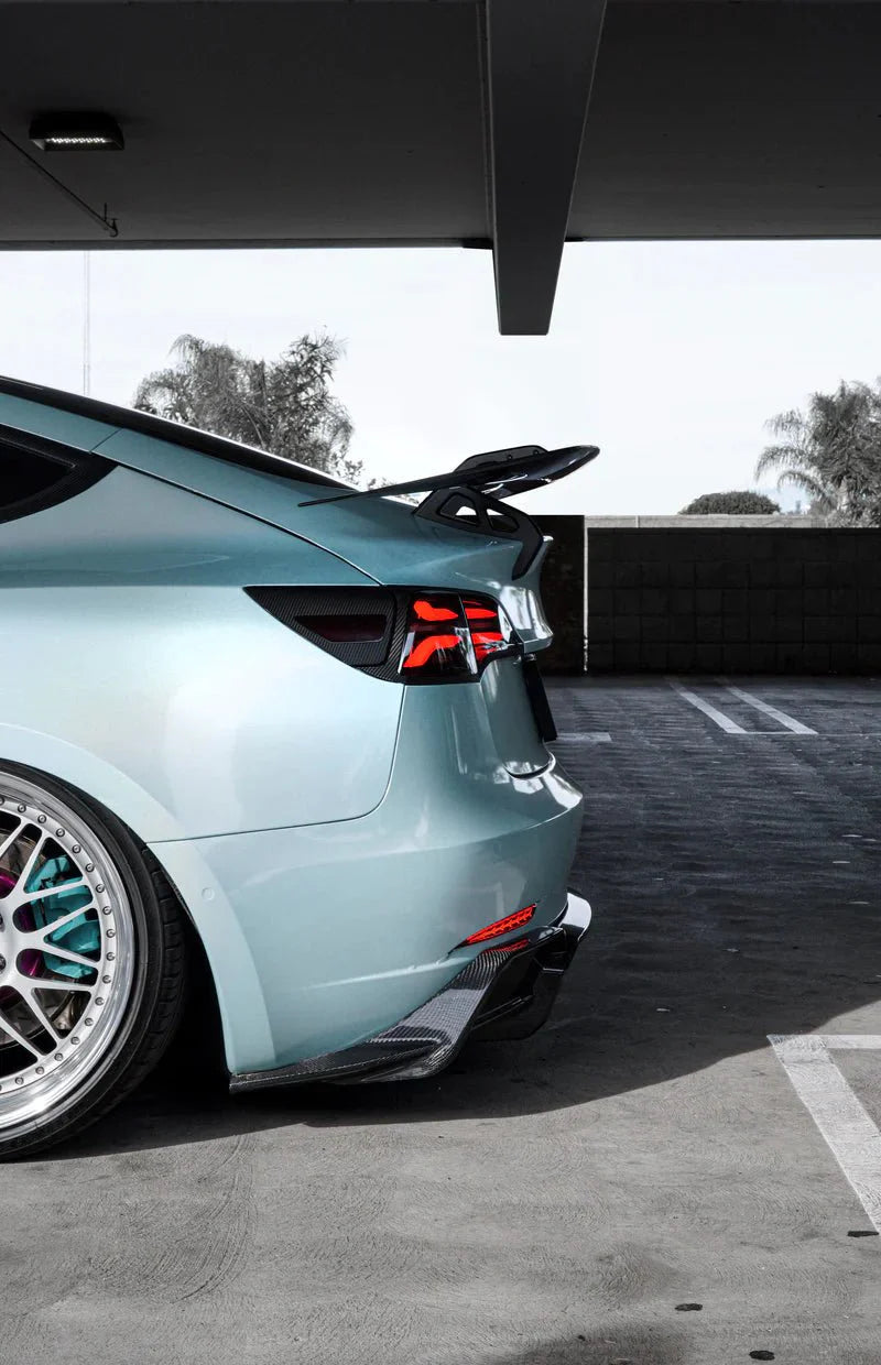 Tesla Model 3 Pre - Preg Carbon Fibre AT - S Swan Neck Rear Wing by Adro (2017+) - | Rear Wings | FD Racing
