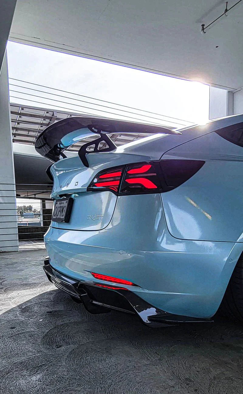 Tesla Model 3 Pre - Preg Carbon Fibre AT - S Swan Neck Rear Wing by Adro (2017+) - | Rear Wings | FD Racing