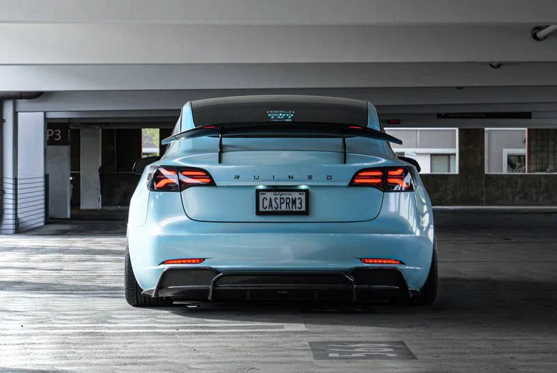 Tesla Model 3 Pre - Preg Carbon Fibre AT - S Swan Neck Rear Wing by Adro (2017+) - | Rear Wings | FD Racing