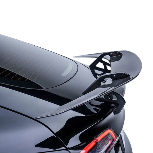 Tesla Model 3 Pre - Preg Carbon Fibre AT - S Swan Neck Rear Wing by Adro (2017+) - | Rear Wings | FD Racing