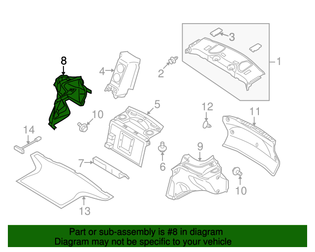 OEM Nissan FINISHER Rear Wheel House RH | PN - 84950-KB50A