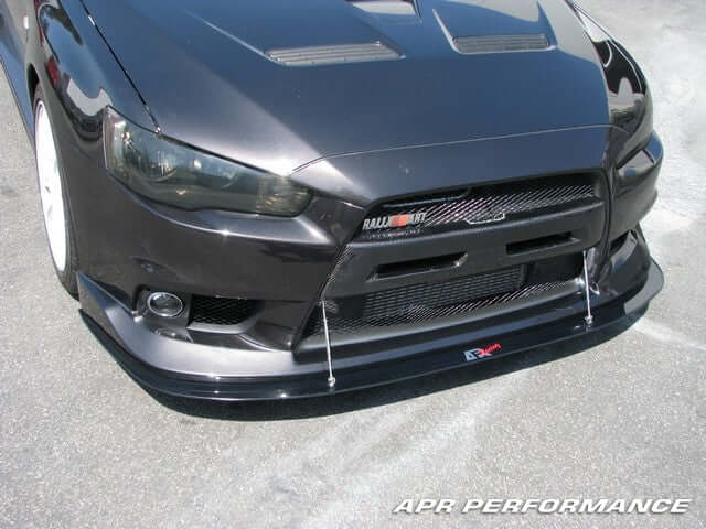 APR Carbon Fiber Wind Splitter With Rods - Mitsubishi Evo 10 With Factory Aero Lip 2008 - 2016