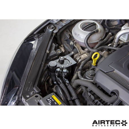 Side angle shot of the AIRTEC Catch Can, highlighting its robust design for VW Golf R MK7