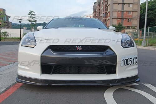 Rexpeed Nissan GTR Carbon Fibre Mines Style Splitter in Gloss